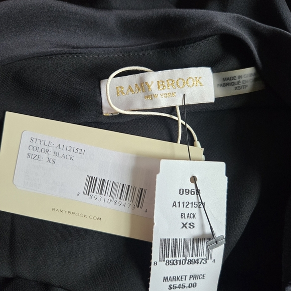 New Ramy Brook Victoria Halter Back Tie Jewel Adorned Fringe Black Jumpsuit XS - Picture 8 of 8